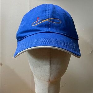 Ivory Royal Blue Embroidered Loop Golf Cap